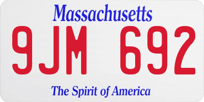 MA license plate 9JM692