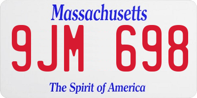 MA license plate 9JM698