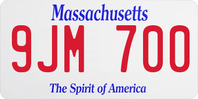 MA license plate 9JM700