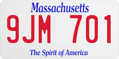 MA license plate 9JM701