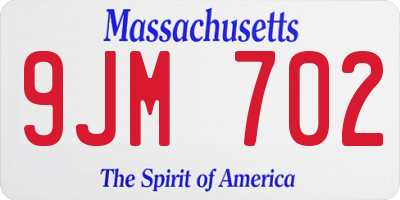MA license plate 9JM702