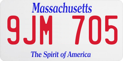 MA license plate 9JM705