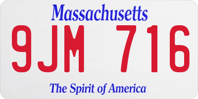 MA license plate 9JM716
