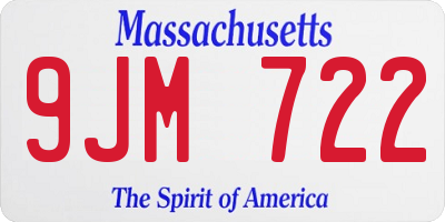MA license plate 9JM722