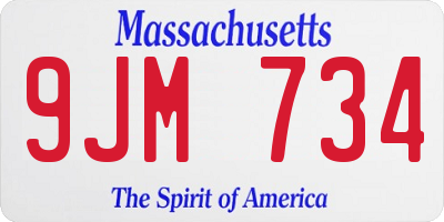 MA license plate 9JM734