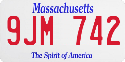 MA license plate 9JM742