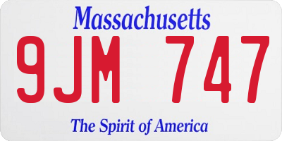 MA license plate 9JM747