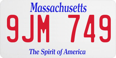 MA license plate 9JM749