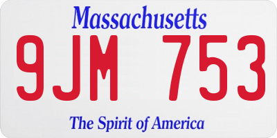 MA license plate 9JM753