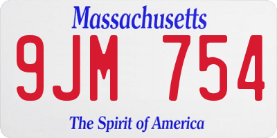 MA license plate 9JM754