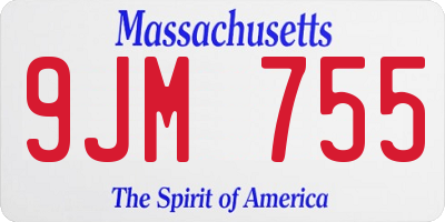 MA license plate 9JM755