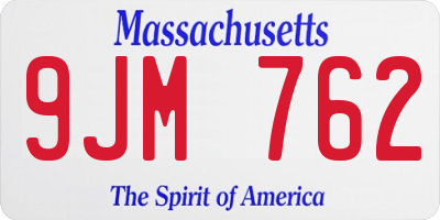 MA license plate 9JM762