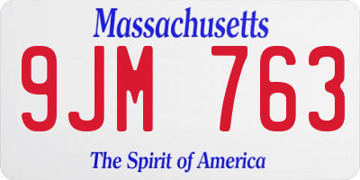 MA license plate 9JM763