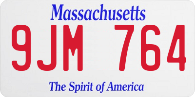 MA license plate 9JM764