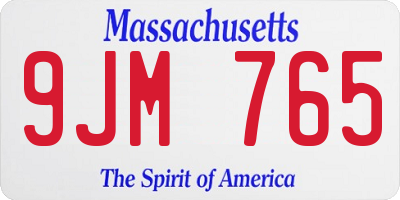 MA license plate 9JM765