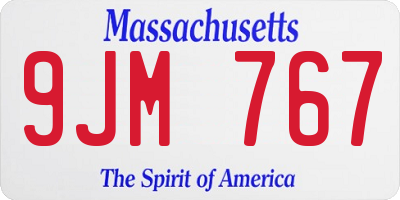 MA license plate 9JM767