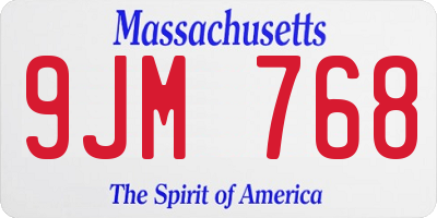 MA license plate 9JM768