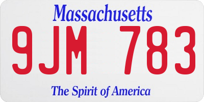 MA license plate 9JM783