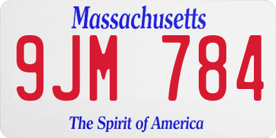MA license plate 9JM784