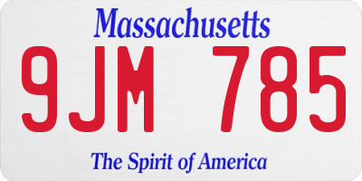 MA license plate 9JM785