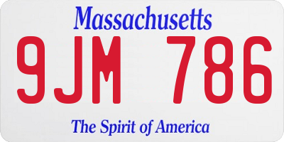 MA license plate 9JM786