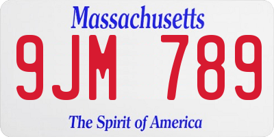 MA license plate 9JM789