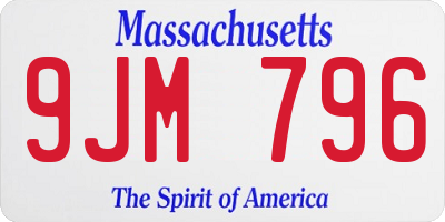 MA license plate 9JM796