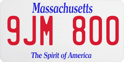 MA license plate 9JM800