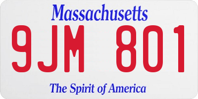 MA license plate 9JM801