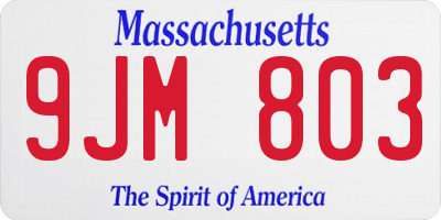 MA license plate 9JM803
