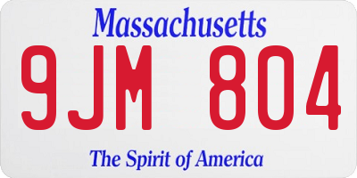 MA license plate 9JM804