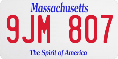 MA license plate 9JM807