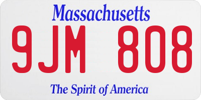 MA license plate 9JM808