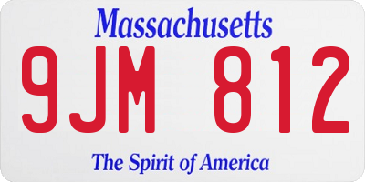 MA license plate 9JM812