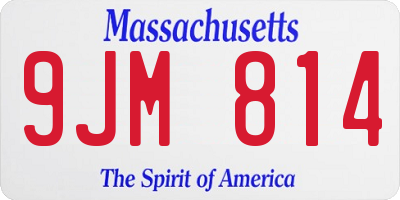 MA license plate 9JM814