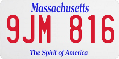 MA license plate 9JM816