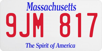 MA license plate 9JM817