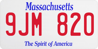 MA license plate 9JM820