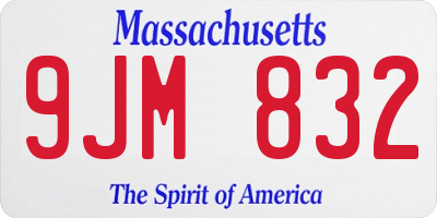 MA license plate 9JM832