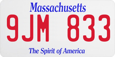 MA license plate 9JM833
