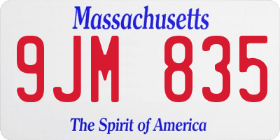 MA license plate 9JM835