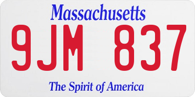 MA license plate 9JM837