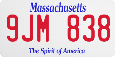 MA license plate 9JM838
