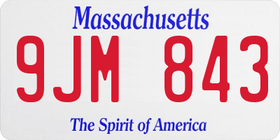 MA license plate 9JM843