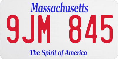 MA license plate 9JM845