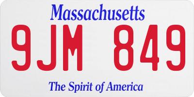 MA license plate 9JM849