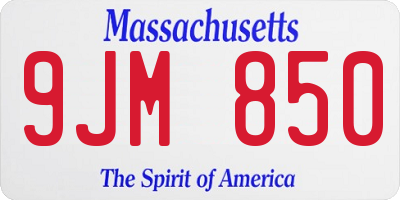 MA license plate 9JM850