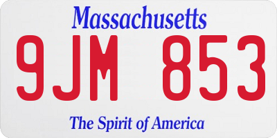 MA license plate 9JM853