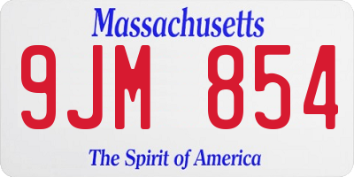 MA license plate 9JM854