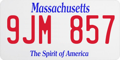 MA license plate 9JM857